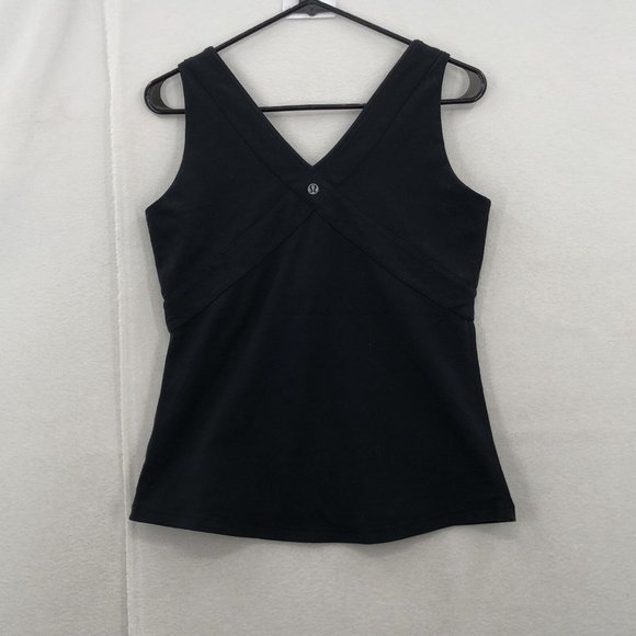 Lululemon womens black sleeveless V neck built in bra activewear tank top size 6 - Picture 6 of 6